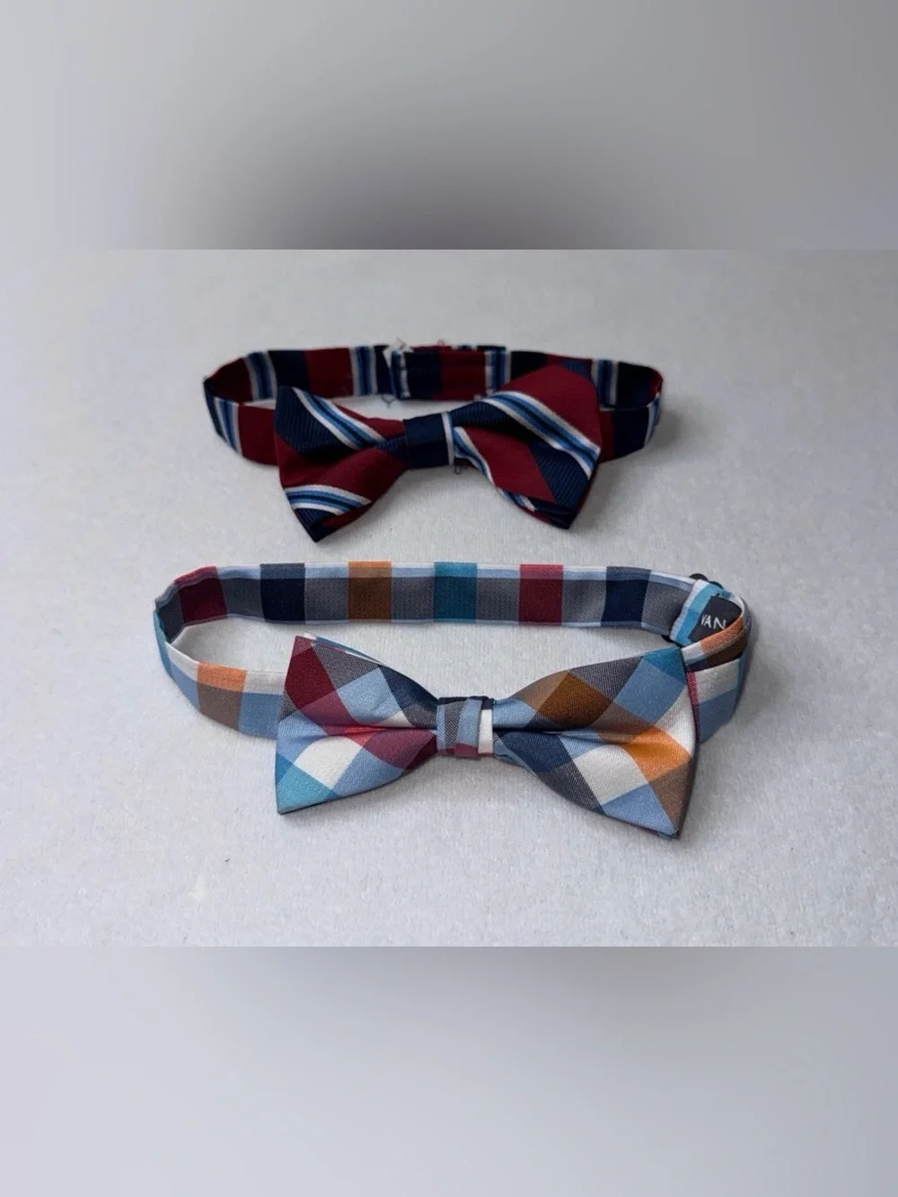 Van Heusen Burgundy & Multi-Color Plaid Bow Tie Duo